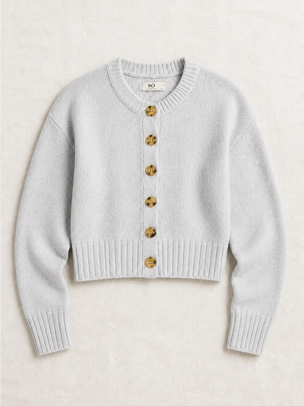 Light Grey Crewneck Cardigan